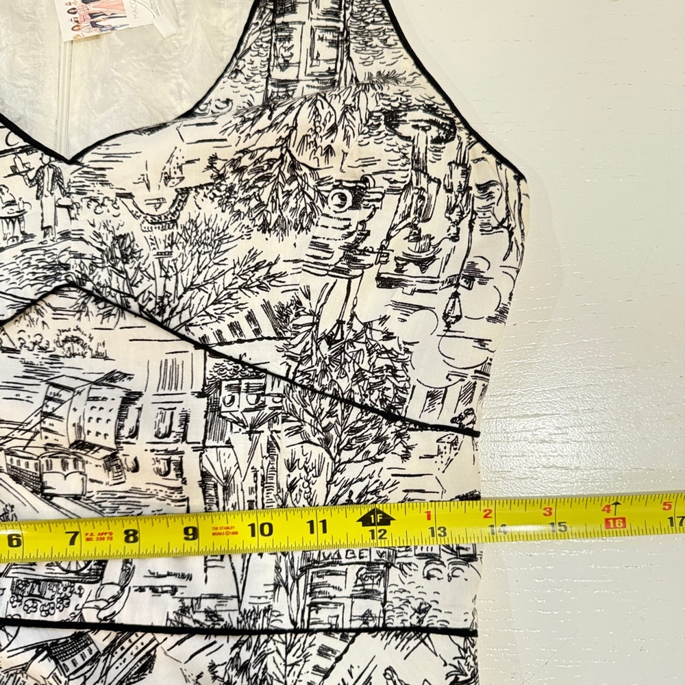 Ann Taylor LOFT Paris Cafe Print French Size 4 A Line Novelty Toile De Jouy - Picture 10 of 15